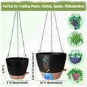 Self-Watering Hanging Planters with Water Level Window, 8/10 Inch Indoor Outdoor Hanging Plant Pots Includes Chain Hangers with Drainage Holes & Detachable Reservoir (Black, 8+10 inch)