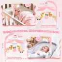 Baby Crib Mobile with Music and Lights, Nursery Baby Mobile for Crib Bassinet with Remote Control, Rotation, Starlight Projection, Crib Toys for Babies Boys Girls Pink