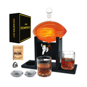 Football Whiskey Decanter Set with Glasses Spout Football Chiller,47oz Whiskey Decanter Sets for Men,Tequila Liquor Decanters for Alcohol Bourbon Gifts for Men Gifts for Dad Boyfriend Him Husband