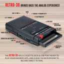 QFX RETRO-39 Portable Shoebox Cassette Tape Recorder USB to Cassette Recording, Built-in Microphone, 3.5" Bluetooth Speaker, FM Radio, MP3 Playback, Line-in/Out, AC/Battery Powered