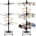 2 Pcs Jewelry Rotating Display Stand Adjustable Metal Earrings Bracelet Display Rack Hanging Jewelry Spinning Organizer Tree with Hooks for Vendor Events Selling(3 Tier,Black)