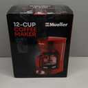 MELLERHOME 12-Cup Red Coffee Maker - Perfect for Home or Office, Borosilicate Carafe, Auto-Off, Reusable Filter, Anti-Drip, Keep-Warm Function, Clear Water Level Window, Red Kitchen Accessories