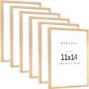 Barydat 6 Pack 11"x14" Beige Oak Wood Picture Frames, Minimalist Natural Solid Wood Photo Frame Set Wooden Poster Frame for Tabletop, Wall, Home Decor, Wedding, Office, Back to School, Birthday Gift