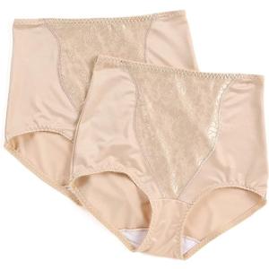 Bali Womens Shapewear Double Support Light Control Brief with Lace Fajas 2-Pack DFX372 (Large, Soft Taupe)