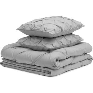 All Season 800 Thread Count Pinch Pleated 100% Pure Cotton Shell 500 GSM Fill Comforter & 2 Pillow Case(Oversized Queen-Silver)