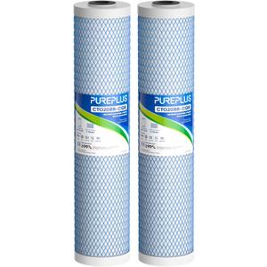 PUREPLUS 20" x 4.5" Whole House Activated Carbon Water Filter, Enhanced Lead Removal, Reduces Chlorine, Sediment & Odors, Compatible with FC25B, EPM-20BB, CB-BB-20, 155783-43, 2 PACK