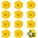Yilloog 12 Pack Rose Hair Clip Flower 2.8'' Hairpin Floral Brooch Floral Hairclips Mexican Flowers Hairpin Party Supplies for Women Rose Hair Accessories Wedding Pack(Yellow)
