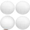 Woanger 4 Pack 24 Inch Large Paper Lantern Shade Jumbo White Japanese Chinese Round Hanging Japanese Paper Lantern Lamp for Birthday Wedding Bridal Baby Shower Party Ceiling Home Decoration