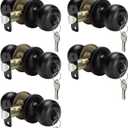 Haidms 5 Pack Matte Black Door Knobs with Lock and Key, Keyed Alike Keyed Entry Door Knobs Exterior, Black Doorknobs for Bedroom