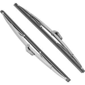12" and 12" Vintage Front Windshield Wipers (Pack of 2), Polished Stainless Steel Bayonet Type Windshield Wiper Blades 6mm Bayonet Width for Oldtimers/Boat, Silver