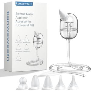 kqnweweofn Baby Nasal Aspirator Replacement Parts Silicone Tips & Tubes, Compatible with GROWNSY, HEYVALUE, Nozebot & Momcozy, Dishwasher Safe, Includes Multiple Silicone Tips & Storage Case