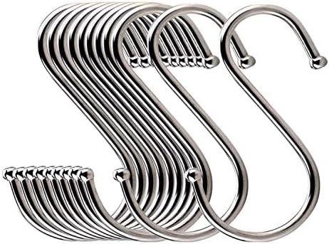 Lysas 20-Pack Round S Shaped Metal, Hooks Hangers for Kitchen, Bathroom, Bedroom and Office