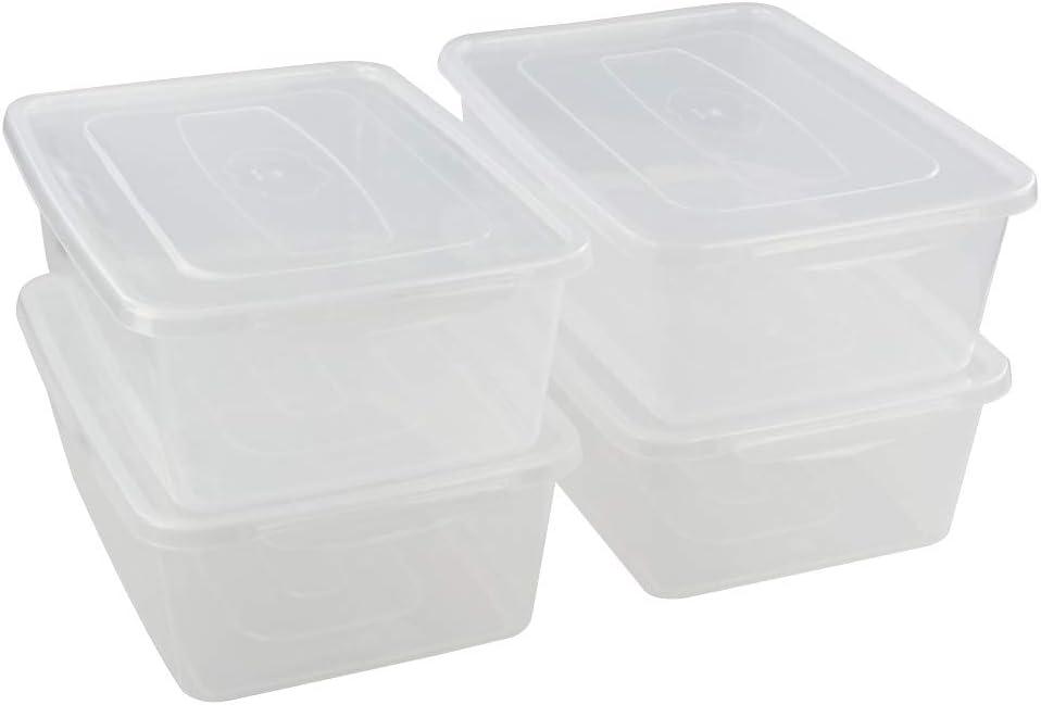 Jekiyo Clear Plastic Storage Bin, 14 Quart Latching Box Container with Lid, 4 Packs