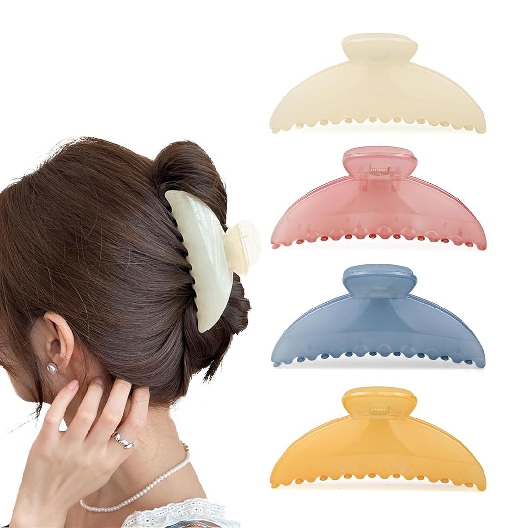 Hair Claw Clips for Thick Hair and Thin Hair (Pack of 4), Claw Clip for Women, Multicolor Large Hair Clow Clips for Long Hair, Fashion Hair Styling Accessories for Women
