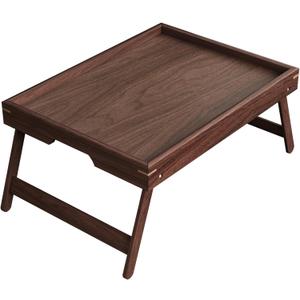 Fibogollo Walnut Wood Bed Tray Table with Folding Legs,Breakfast Trays,Serving Tray for Food and Snack,Laptop Trays for Working