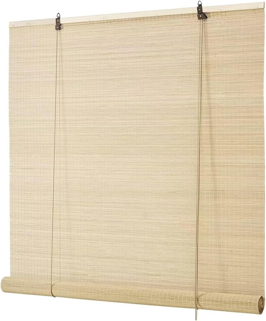 Bamboo Roller Blinds Shades,Outdoor Bamboo Roll Up,Vertical Lifting,Natural,Breathable,Waterproof Roller Shades for Privacy Protection,Sun Shade,Blackout,Ventilation,Easy Installation,72x72inWxH (72"W x 72"H, Bamboo Log Color)