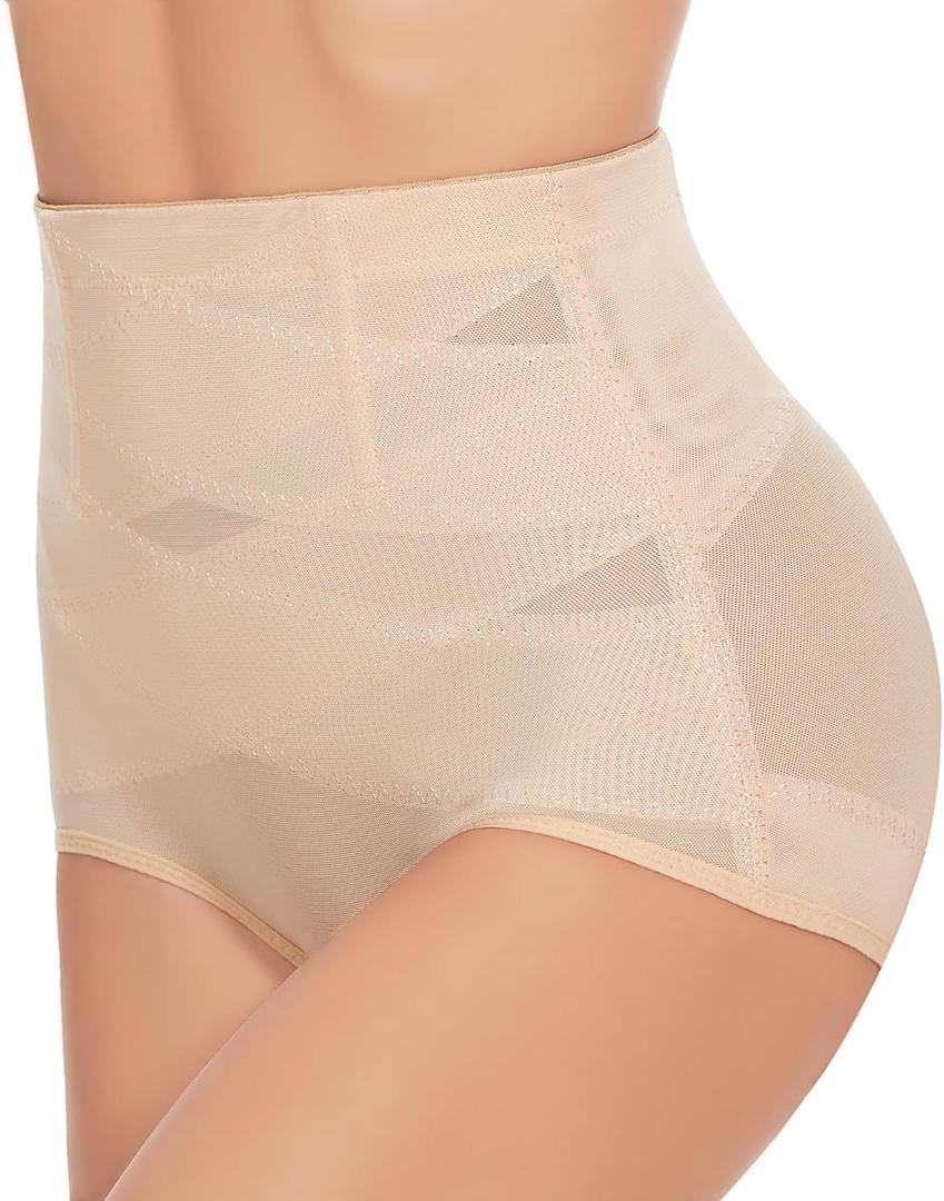 Tummy Control Shapewear Panties for Women-High Waisted Body Shaper Underwear Seamless Shapewear Panty Girdle (Large, Beige)