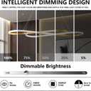 Gold Led Chandelier for Kitchen Island Lighting,Dimmable Modern Chandelier for Dining Room, L39.4" Modern Led Pendant Light Fixture Height Adjustable Brushed Gold Dining Room Light Fixture Over Table, 39.37in