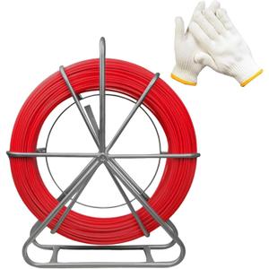 6MM 500FT Duct Rodder, Fiberglass Fish Tape, Heavy-Duty Wire Running Rod with Durable Steel Stand, Fish Tape Cable Puller for Conduit & Electrical Installations