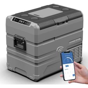 CHANGE MOORE DUAL ZONE Solar Powered 12v Refrigerator/Freezer 48 Quart(45 Liter) 12 volt Cooler Mini Fridge for Vehicles Travel Camping Outdoor -12/24V DC