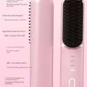 2026 Upgraded Go Brush - Pro for Short Hair - Cordless Straightening Brush with Fast Heat, 3 Temperature Settings, Ionic & Ceramic Care, USB-C Rechargeable for Frizz-Free Styling (Pink)
