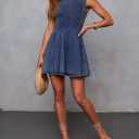 KDF Denim Dress for Women Sleeveless Babydoll Tank Jean Dress Slim Fit A-Line Summer Dresses for Women 2026 (Blue, M)