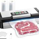 90Kpa Powerful Vacuum Sealer, with 10-in-1 Functions,Double Seal & Double Pump,Built-in Cutter&Hose,Handle-Ease Design, Vacuum Sealer Machine for Food with Bags Storage, Stainless Steel
