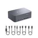 AV Access KVM Switch 2 Monitors 2 Computers with Ethernet, EDID, 4K@60Hz/2K@144Hz/1080P@240Hz, KVM Docking Station Dual Monitor for Laptop & Desktop, USB-C Charge, Aluminum, 3xUSB 3.0, Power Supply