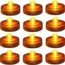 Halloween Pumpkin Lights Decoration,LED Battery Flameless Tea Light, Submersible Tea Candle Waterproof Decorations Underwater Vase Light for Party and Wedding,12 Pcs