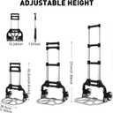 Folding Hand Truck, Aluminum Foldable Dolly Cart with Silence Wheels Heavy Duty Hand Cart 180lbs Load Capacity Utility Cart for Home Office Travel Shopping