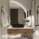 48" Half Moon LED Mirror,Bathroom Vanity Mirror with Light, 3-Color Dimmable Half Circle Mirror,Frameless Backlit Anti-Fog Smart,Touch Switch (Right Semicircle, 24 * 47in)