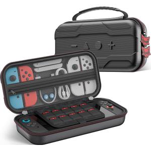 Switch 2 Carrying Case Compatible with Nintendo Switch 2(2025)/Switch/OLED Console, Protective Hard Portable Travel Carry Case Shell Pouch with Pockets for Switch 2 Accessories and 10 Games (Black)