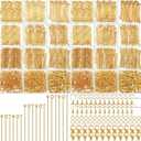 HyDren 2600 Pcs Jewelry Making Supplies Eye Flat Head Ball Pins Lobster Clasps Jump Rings Earring Hooks Backs Set Jewelry Making Findings Accessories Kit for Earring Bracelet DIY Crafts(Gold)