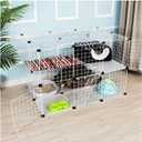 YPIOUREN DIY Cat Playpen, Detachable Metal Wire Catio Kennel, Multi-Tier Collapsible Metal Cat CageLarge Cat Cage PlaypenMetal Wire Kennels Crate, Indoor & Outdoor For Cats (Black, 111 * 75 * 73cm)