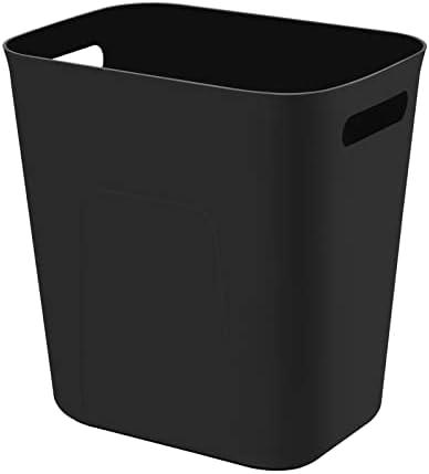 UUJOLY Plastic Small Trash Can Wastebasket, Garbage Container Basket for Bathrooms, Laundry Room, Kitchens, Offices, Kids Rooms, Dorms, 3.5 Gallon, Black
