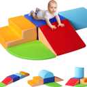 5-Piece Soft Foam Baby Climbing Blocks, PU Leather Climbing Toys for Toddlers Indoor, Waterproof Foam Play Gym Climber Structures for Toddler 1-3, Indoor Climb and Crawl Activity Play Set