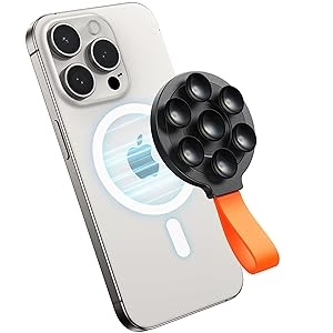 JOYROOM Magnetic Suction Cup Phone Mount, Silicone Suction Phone Case Grip Stand Holder for MagSafe, Hands-Free Mirror Shower Phone Holder Mount Fit iPhone 16 Pro Max, TikTok Creator|Videos|Selfies