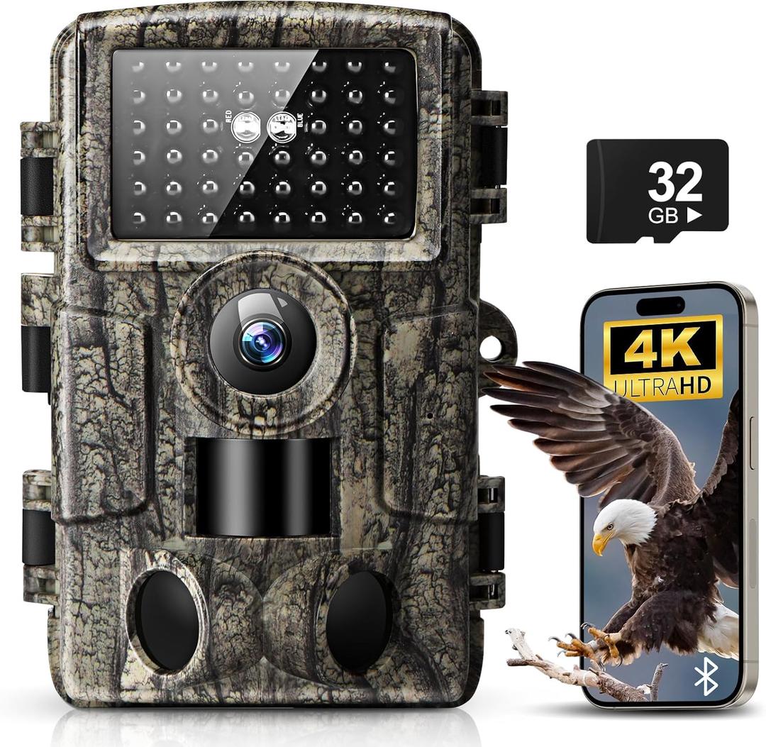 4K 60MP WiFi Trail Camera,Game Cameras with Night Vision Motion Activated Waterproof,Suitable for Outdoor Wildlife Detection, Monitoring Home Security