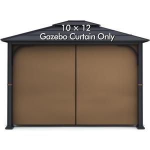 Gazebo Universal Replacement Privacy Curtain - Wonwon Privacy Panel Canopy Side Wall with Zipper for 10' x 12' Outdoor Gazebo (Brown)