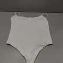 SUUKSESS Women Sexy Square Neck Thong Bodysuit Backless Cami Bodysuit Top (White, M)