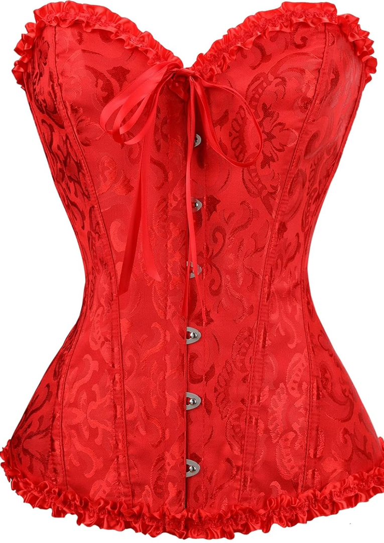 Corset Tops for Women,Bustier Shapewear Lingerie,Lace Tied Renaissance Overbust Corset Push Up Bodysuit, S