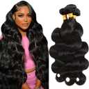 12A Human Hair Bundles 22 24 26 Inch Body Wave Bundles Human Hair 100% Unprocessed Brazilian Virgin Hair Quick Weave Extensions Natural Black