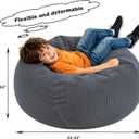 LPMOERA Bean Bag Chairs for Kids/Teen with Memory Foam Filling Bean Bag Sofa with Soft Corduroy Fabric BeanBag Chair for Living Room Bedroom College Dorm Reading Chair Dark Gray