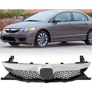 Front Bumper Grille For Honda Civic 4 Door Sedan Black With Chrome Trim Grill 2009-2011 HO1210127 71121SNAA50