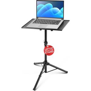 Pyle Projector Stand 28" to 46" Height Adjustable Tripod for Projector, Laptop, DJ Equipment, and More, Portable & Lightweight with Easy Setup, Metal Construction, Adjustable Tray Angle, 20"x16" Inch