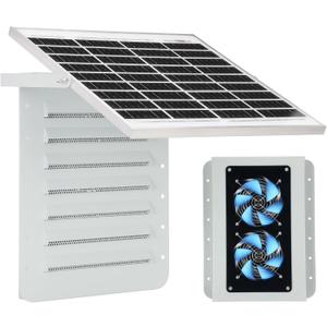 2026 Upgraded Solar Shipping Container Vent Kit, 15W Adjustable Solar Panel, Dual Fans Design, Weatherproof, Easy Installation, Efficient Ventilation for Containers, Cabins, Sheds, Garages