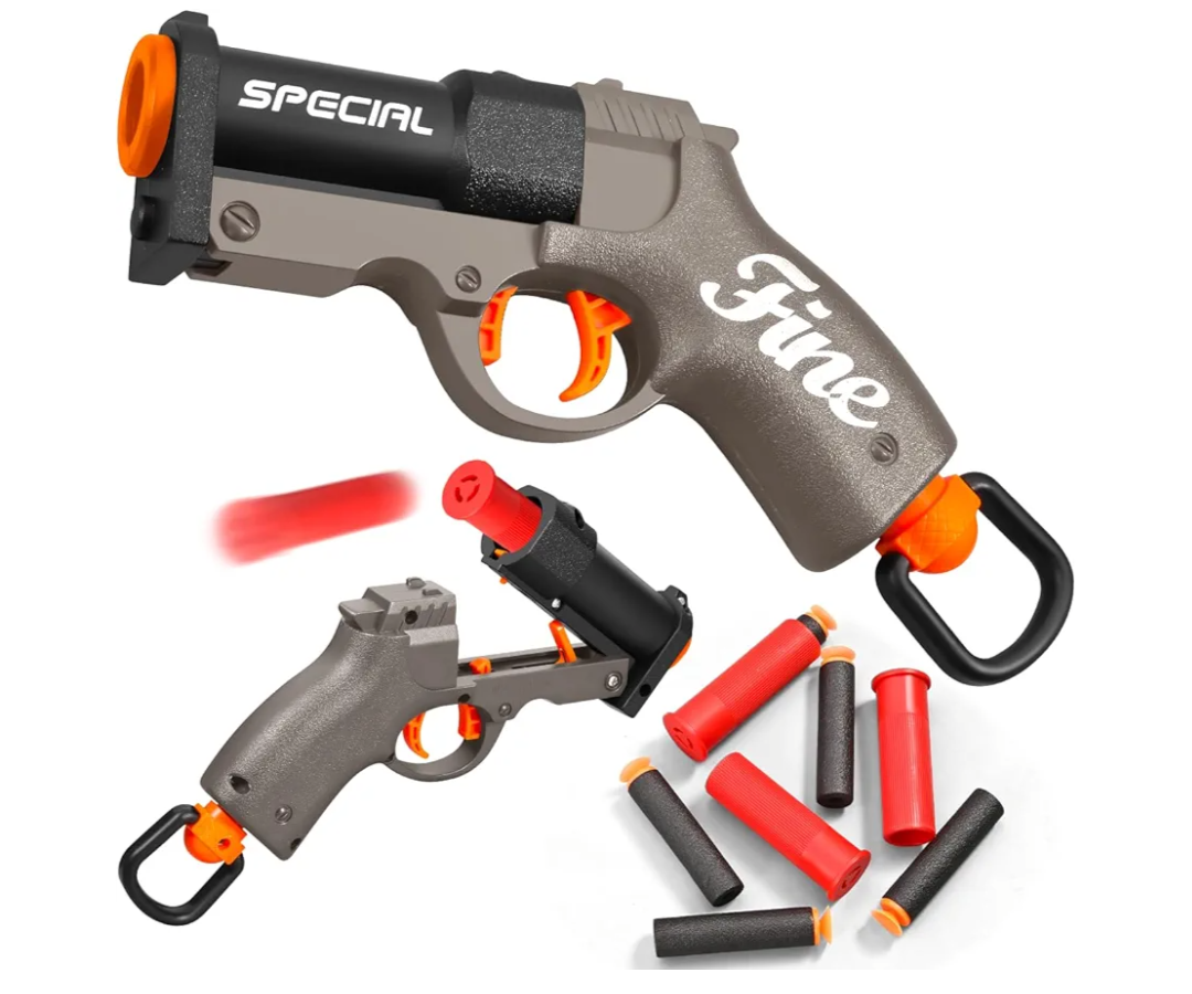 YUCCKYOU Shell ejecting Pistol Soft Bullet Toy Gun Cheap Cool Stuff Realistic Look Real Hand Guns Stress Shot Dart Fake Shooting Game for Adult Under 10 Dollar Gifts for Age 14 Years Old (Gray)
