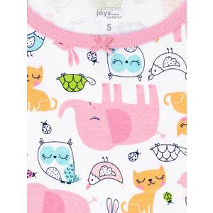 Simple Joys by Carter's Babies, Toddlers, and Girls'  Cotton Pajama Shirt, 5, White Forest Animals