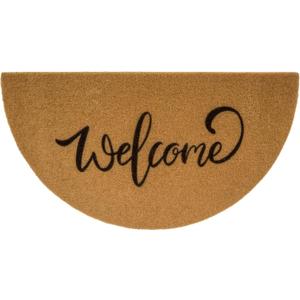 Half Round Welcome Door Mat - Artificial Coir Doormat - Non Slip Doormat - Half Circle Entry Mat for Indoor Outdoor 17" x 29"