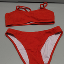 Fanuerg Women's Ribbed Bikini Sets Scoop Neck Cheeky Swimsuit Textured Two Piece Bathing Suit M Size